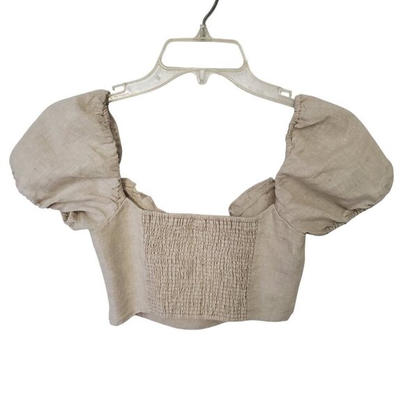 Aritzia- Wilfred Wander 100% Organic Linen Bustier Milkmaid Coquette Blouse XS - Picture 6 of 16